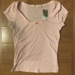 NWT Ross heart & hips light pink rosette coquette womens tee